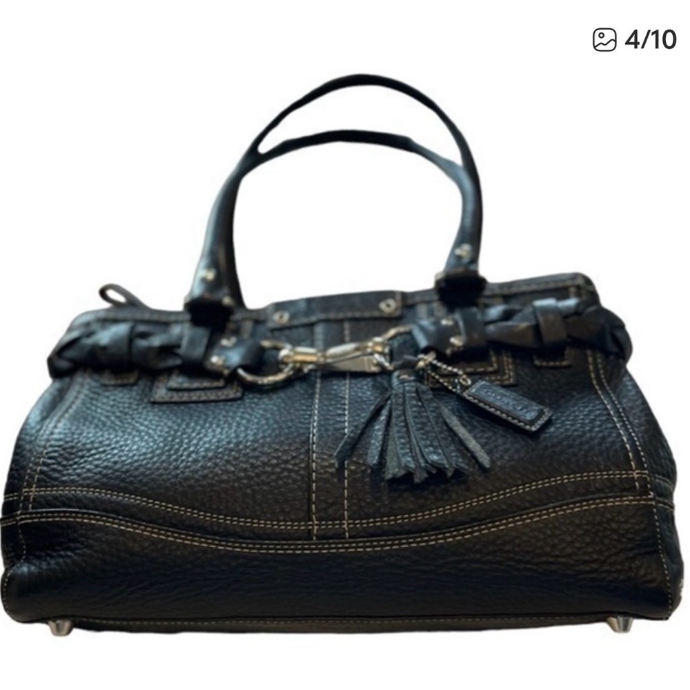 Coach Hampton Pebble Black Leather Shoulder Bag